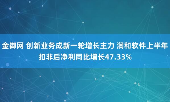 金御网 创新业务成新一轮增长主力 润和软件上半年扣非后净利同比增长47.33%